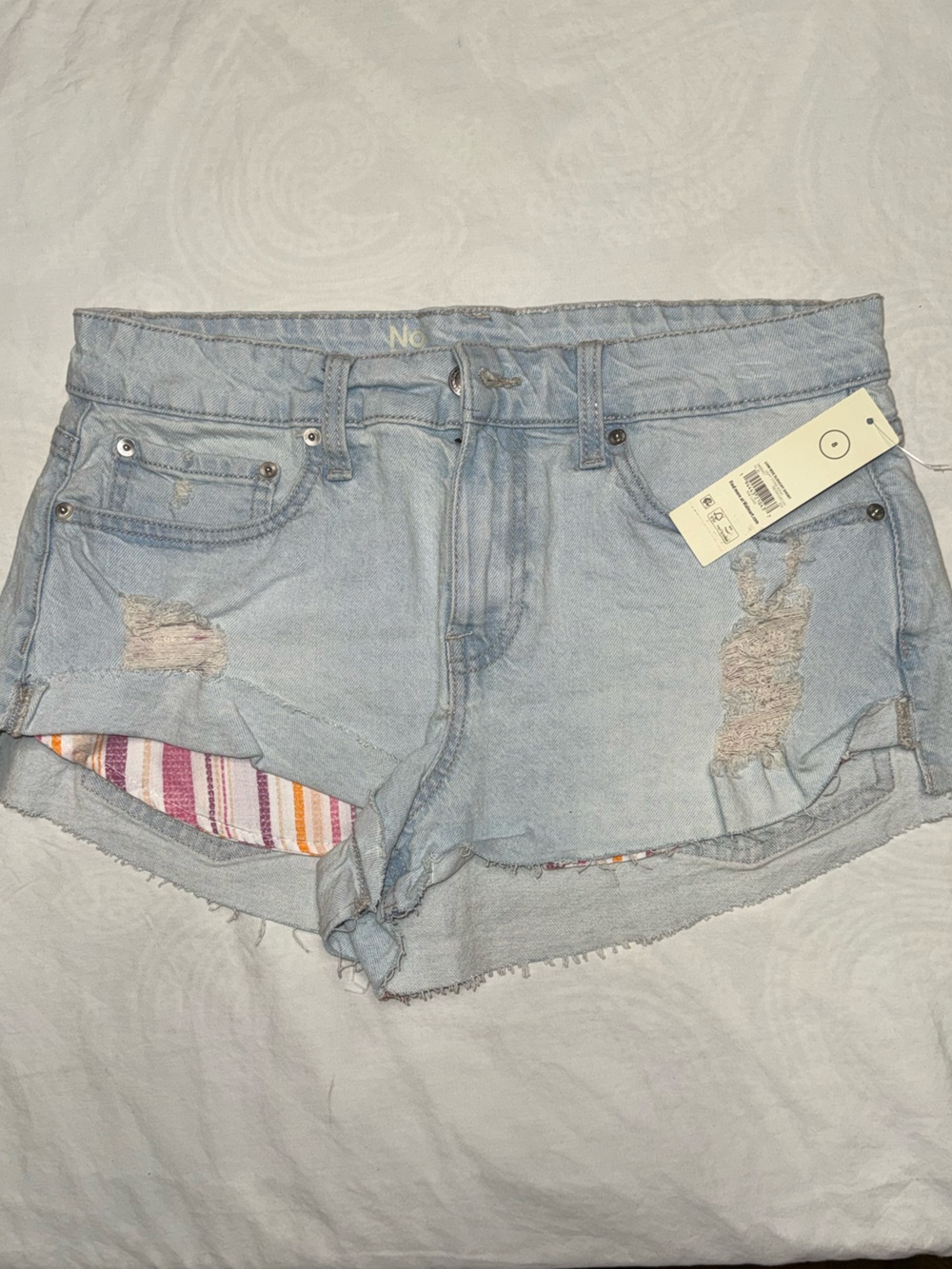 NWT Shortie Shorts Distressed Light Wash Size 8
